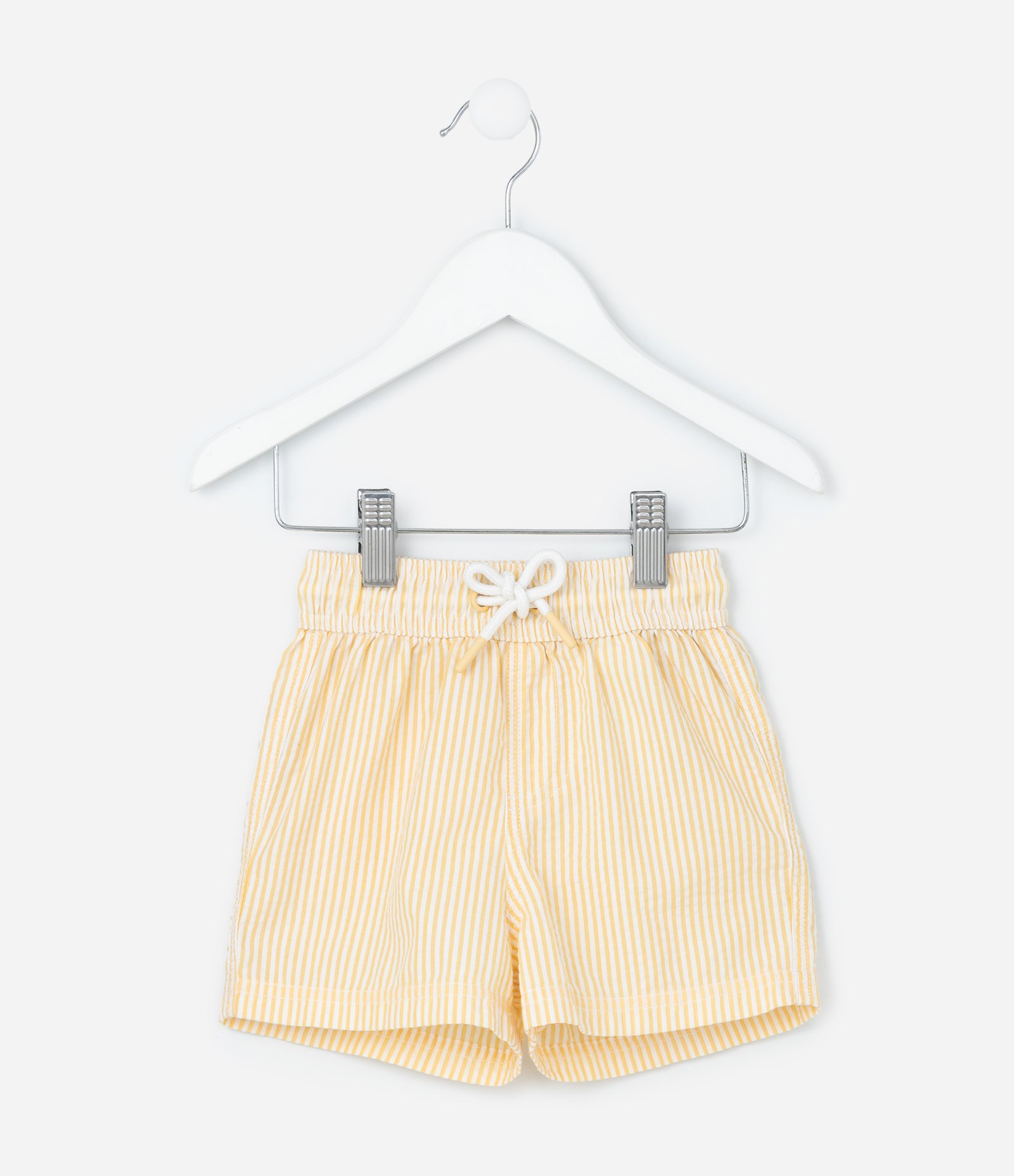 Bermuda Infantil em Microfibra com Textura e Listrinhas - Tam 1 a 5 Anos Amarelo 2