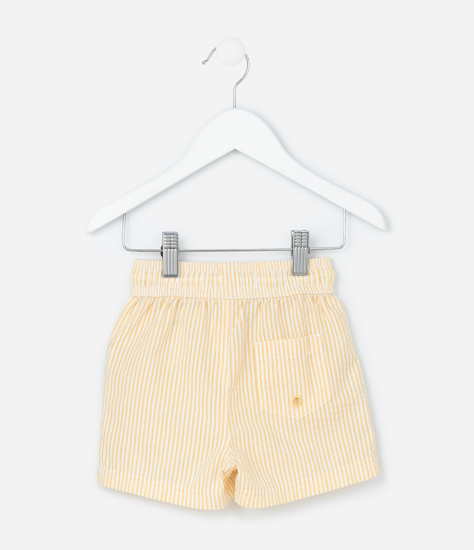 Bermuda Infantil em Microfibra com Textura e Listrinhas - Tam 1 a 5 Anos Amarelo 3