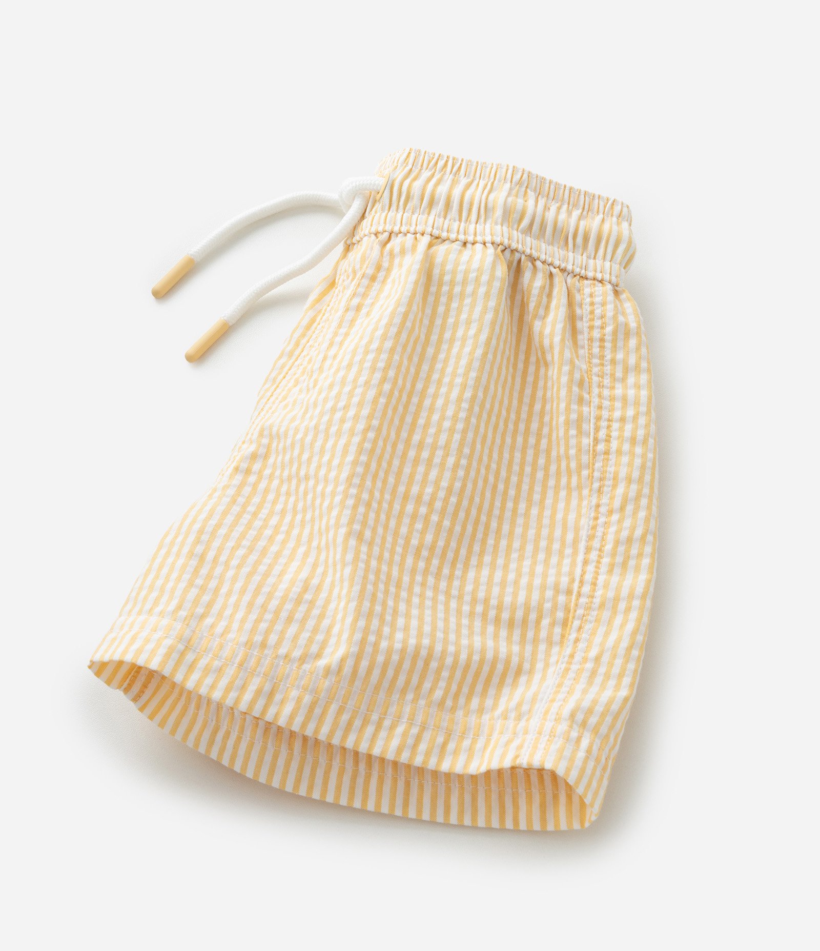 Bermuda Infantil em Microfibra com Textura e Listrinhas - Tam 1 a 5 Anos Amarelo 5