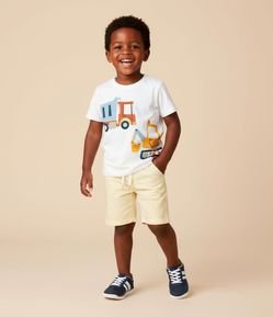 Bermuda Infantil em Microfibra com Textura e Listrinhas - Tam 1 a 5 Anos