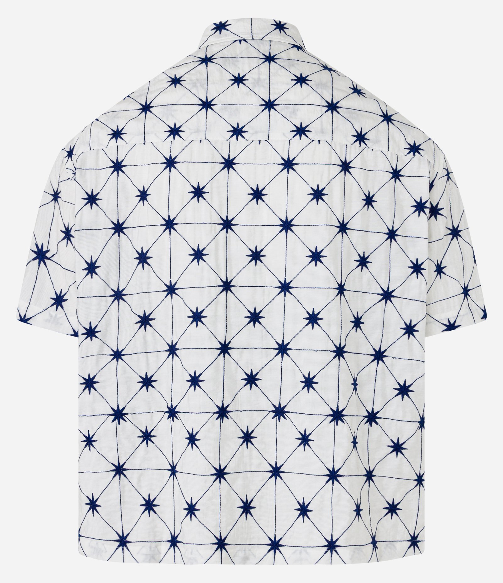 Camisa com Estampa Quadriculada e Bordado de Estrelas Branco 8