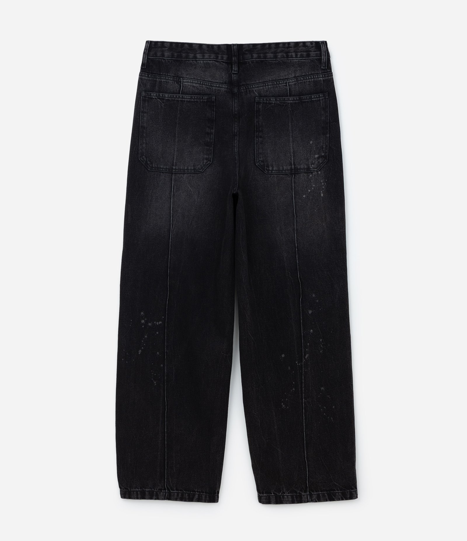 Calça Super Baggy em Jeans com Frisos e Efeito de Respingos Preto 6