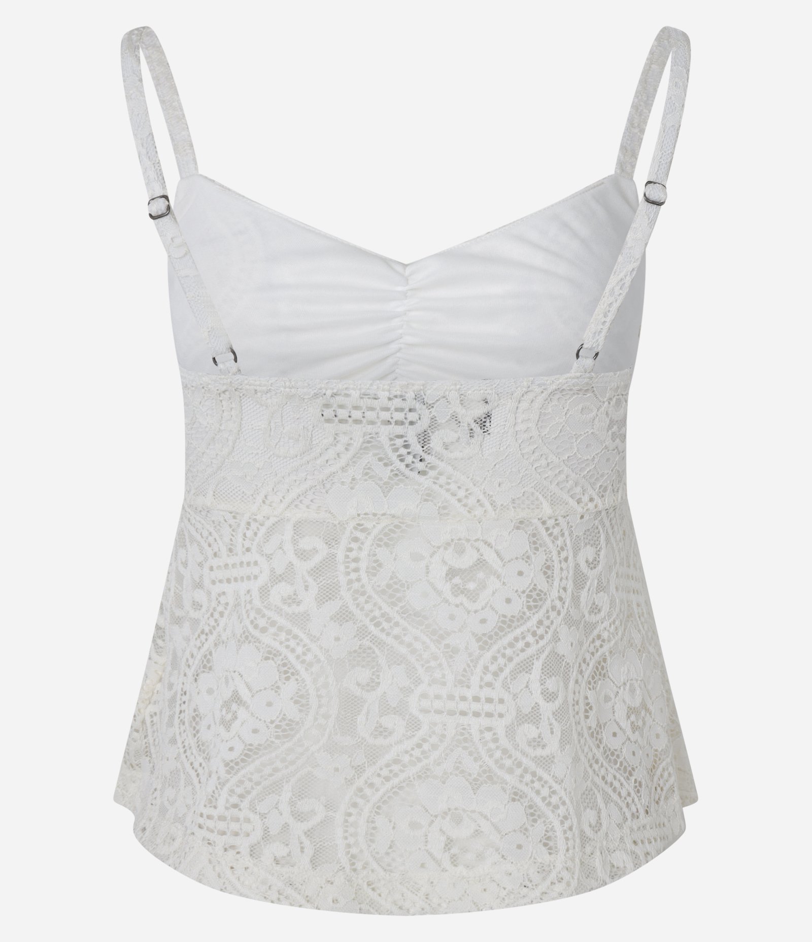 Blusa em Renda Floral com Franzido no Busto Branco 7