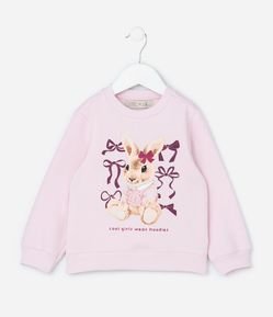 Casaco Infantil em Moletom com Estampa Coelha - Tam 1 a 6 Anos