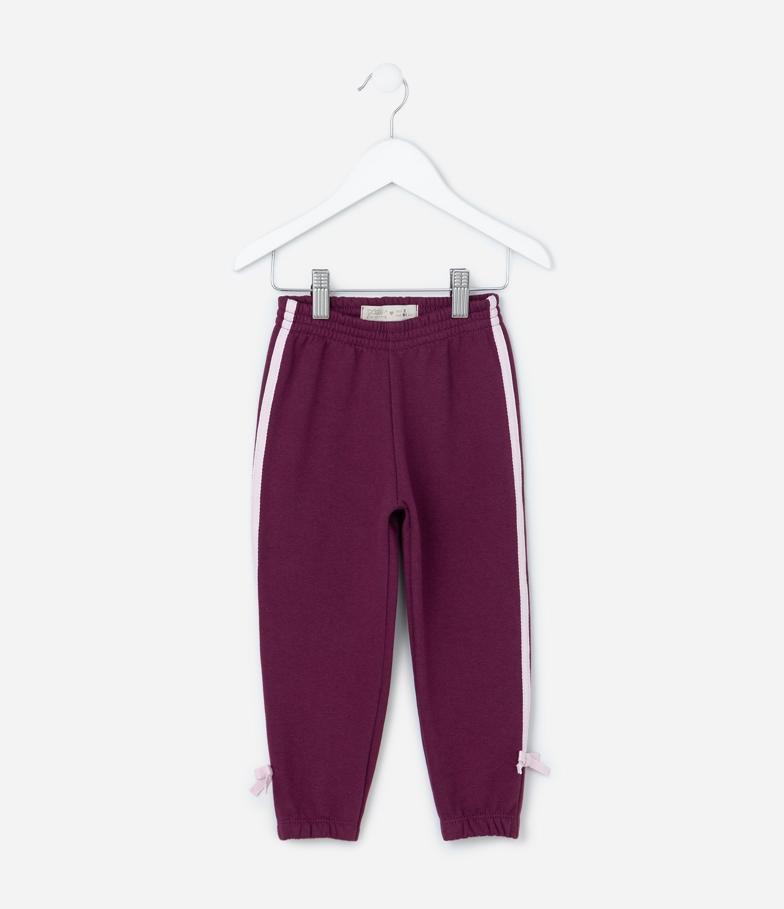 Calça Jogger Infantil Quentinha com Lacinhos Aplicados - Tam 1 a 6 Anos Roxo 1