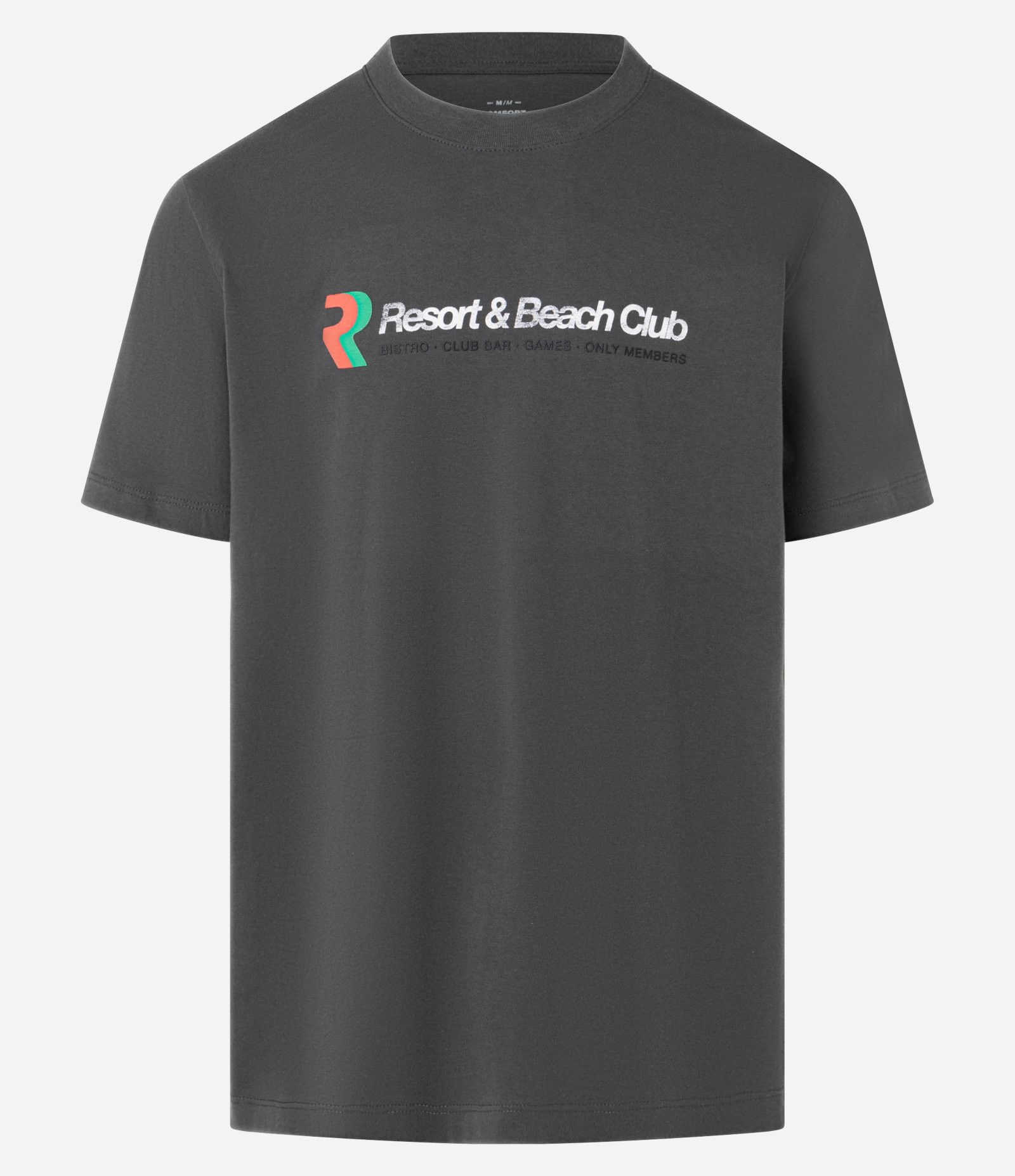 Camiseta Comfort com Estampa Lettering Resort & Beach Club Cinza 1