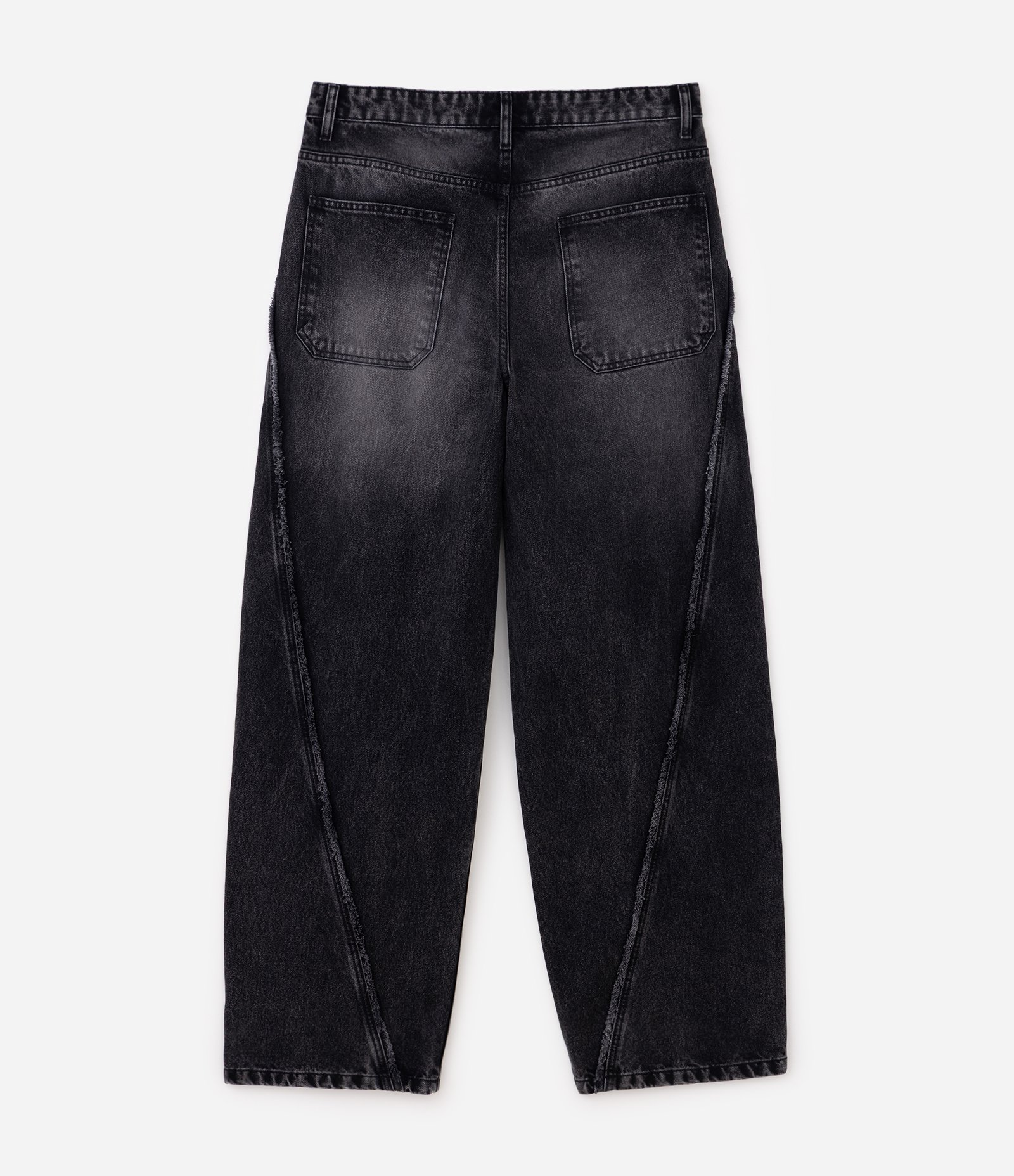 Calça Super Baggy em Jeans com Detalhes Desfiados Preto 6