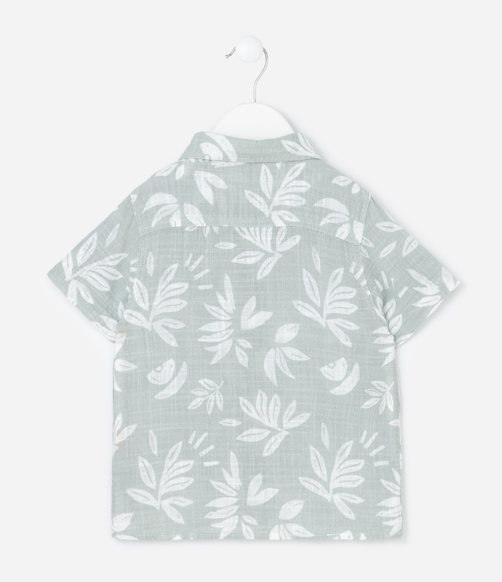 Camisa Infantil Texturizada com Estampa de Folhagens - Tam 1 a 6 Anos Verde 2