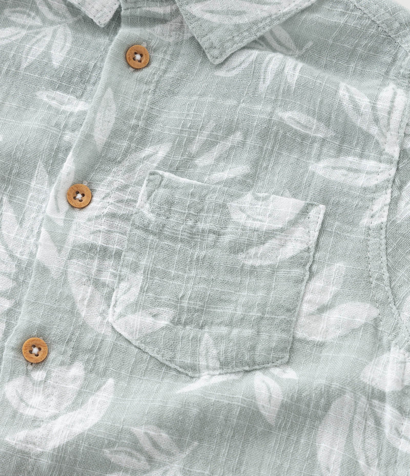 Camisa Infantil Texturizada com Estampa de Folhagens - Tam 1 a 6 Anos Verde 7