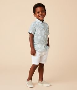 Camisa Infantil Texturizada com Estampa de Folhagens - Tam 1 a 6 Anos