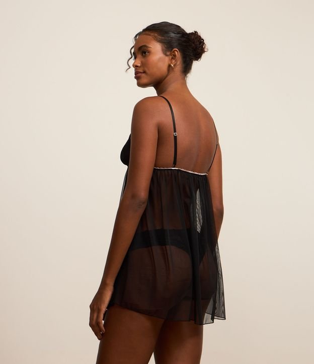 Camisola Curta em Tule com Renda no Busto
