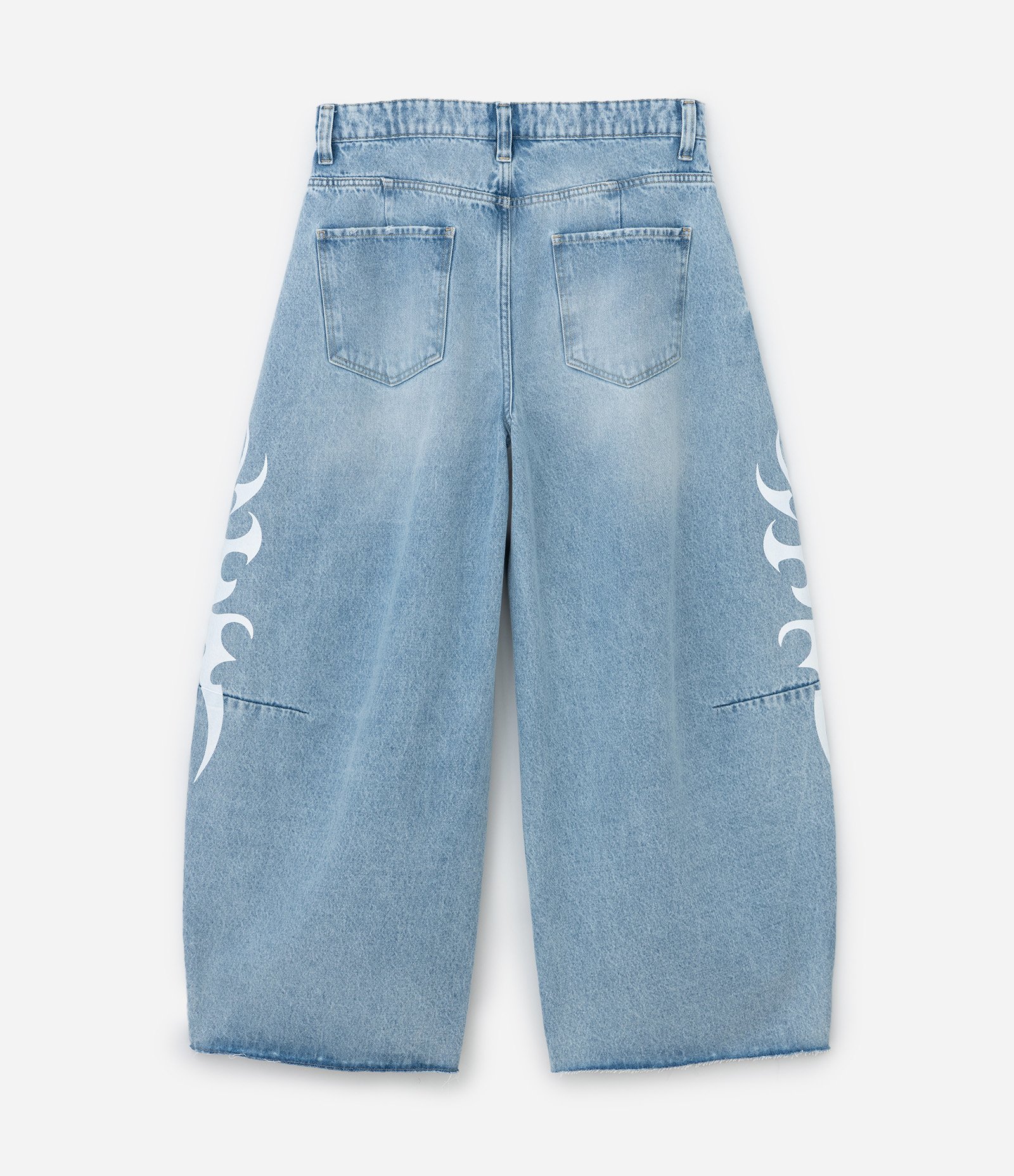 Calça Barrel em Jeans com Estampa Estilo Maori Azul 8