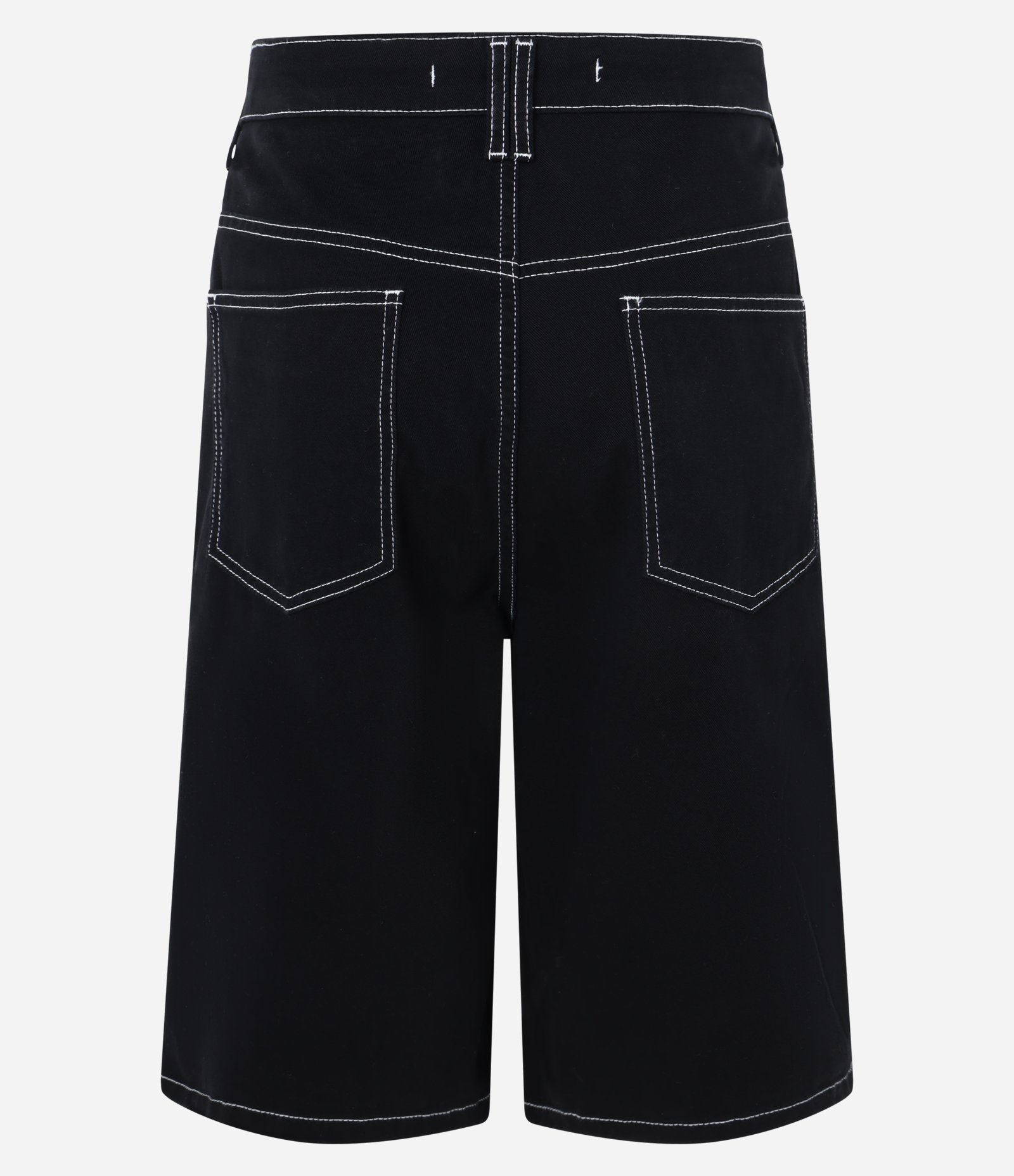 Bermuda Baggy Relaxed em Sarja com Pespontos Contrastantes Preto 6
