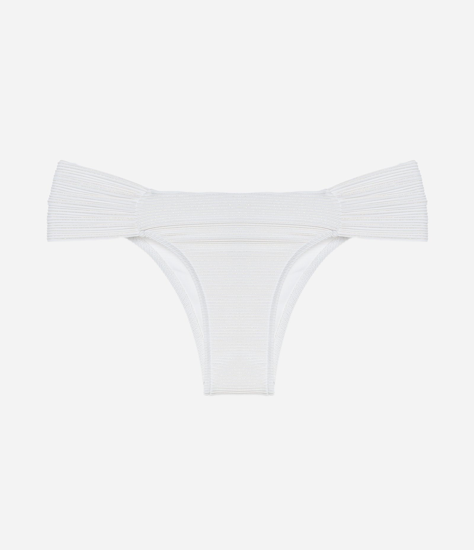 Biquíni Calcinha Lateral Drapeada em Microfibra Texturizada com Fio Metalizado Branco 5