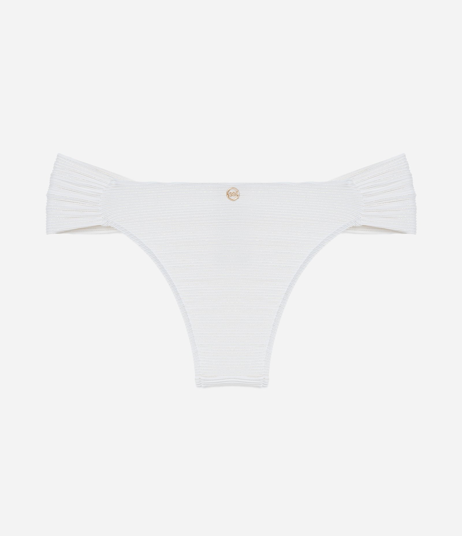 Biquíni Calcinha Lateral Drapeada em Microfibra Texturizada com Fio Metalizado Branco 6