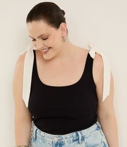 Blusa Regata em Ribana com Lacinhos Curve & Plus Size
