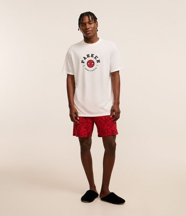 Pijama Curto com Estampa Lettering Homem Aranha