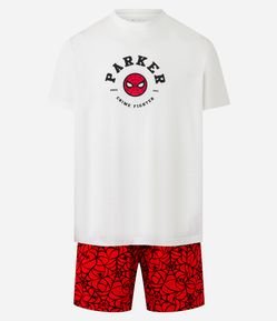 Pijama Curto com Estampa Lettering Homem Aranha