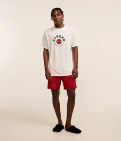 Pijama Curto com Estampa Lettering Homem Aranha