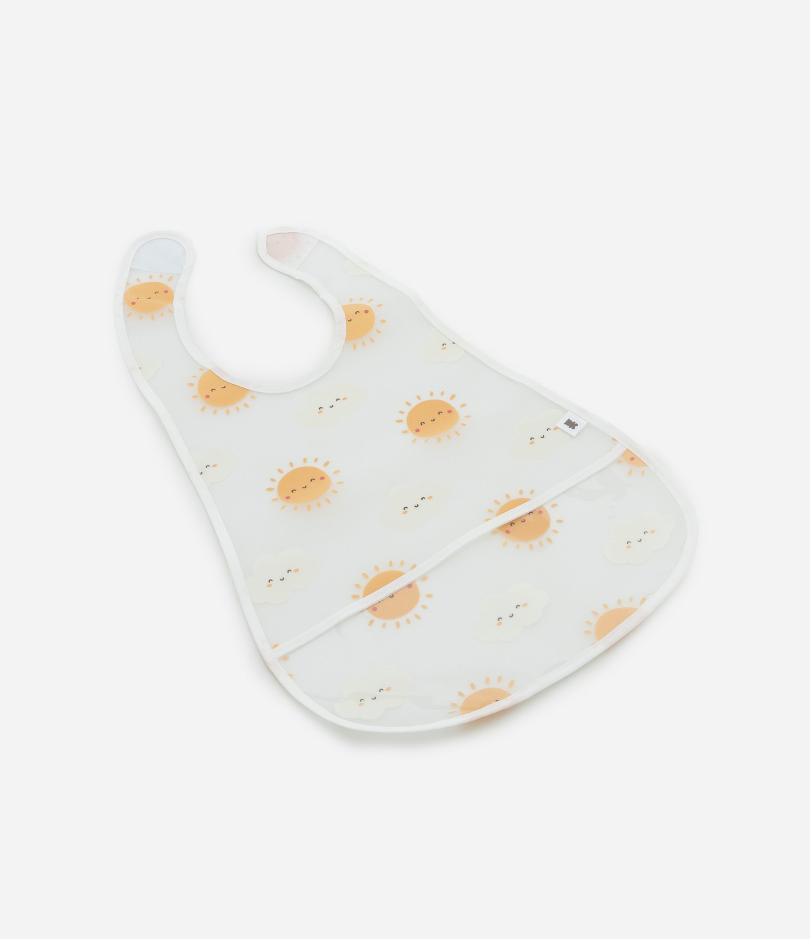 Babador Infantil com Bolso e Estampa de Sol e Nuvens - Tam Único Amarelo 1