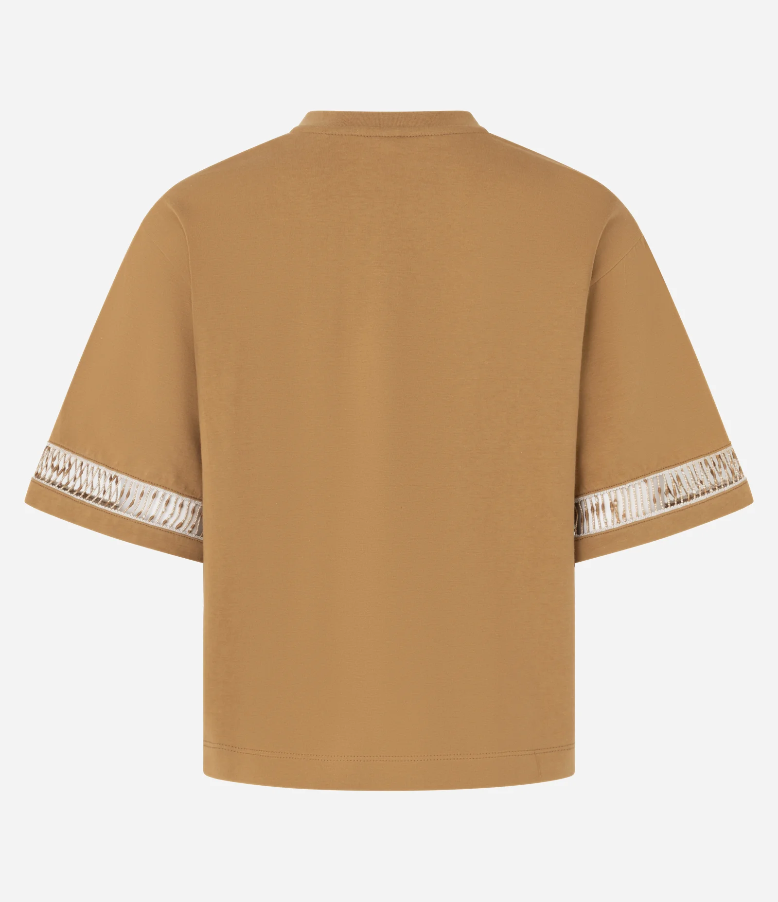 Blusa Boxy em Algodão com Entremeios na Manga Caramelo 7