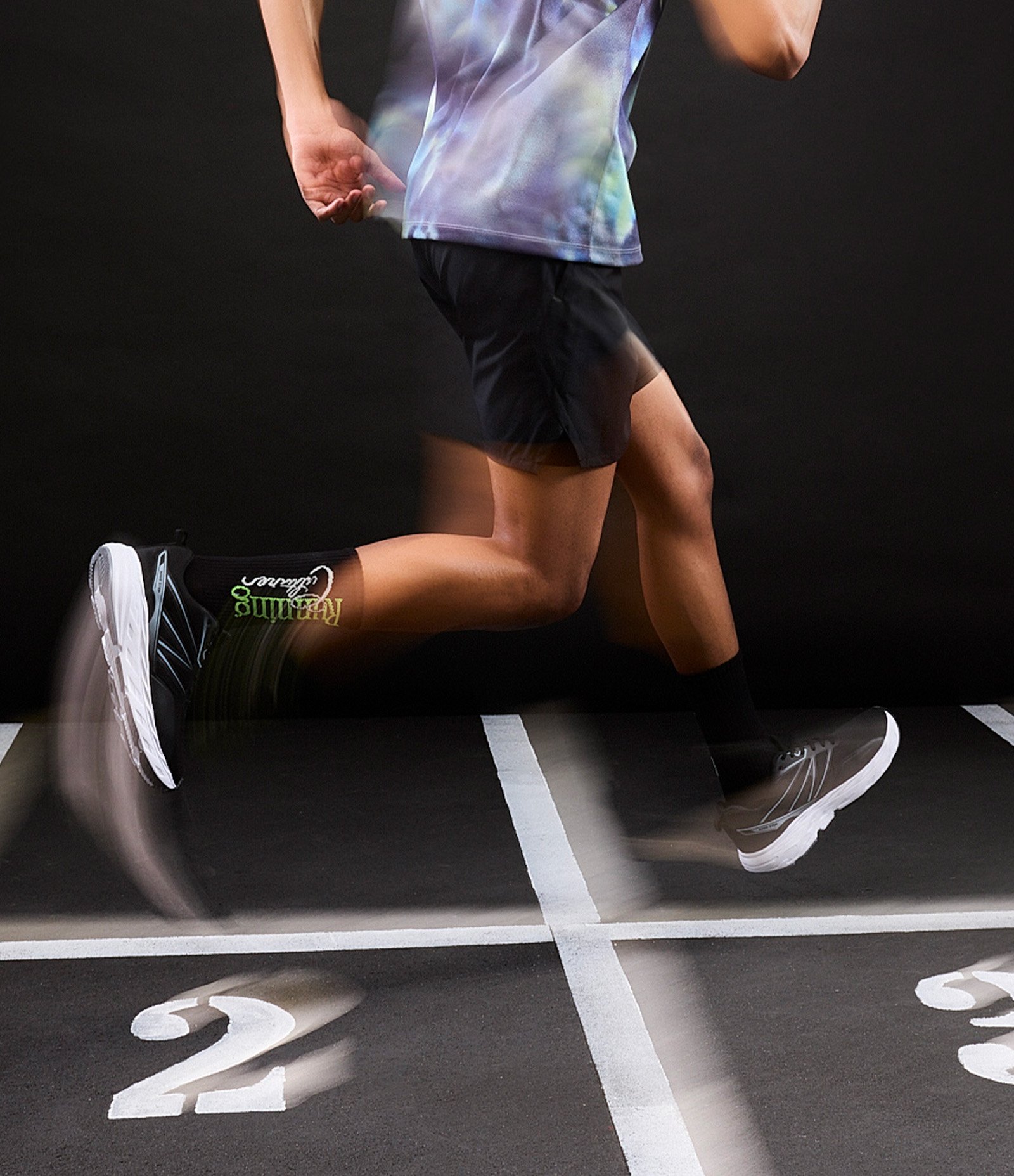 Meia Cano Alto em Poliamida com Lettering Running Culture Preto 3