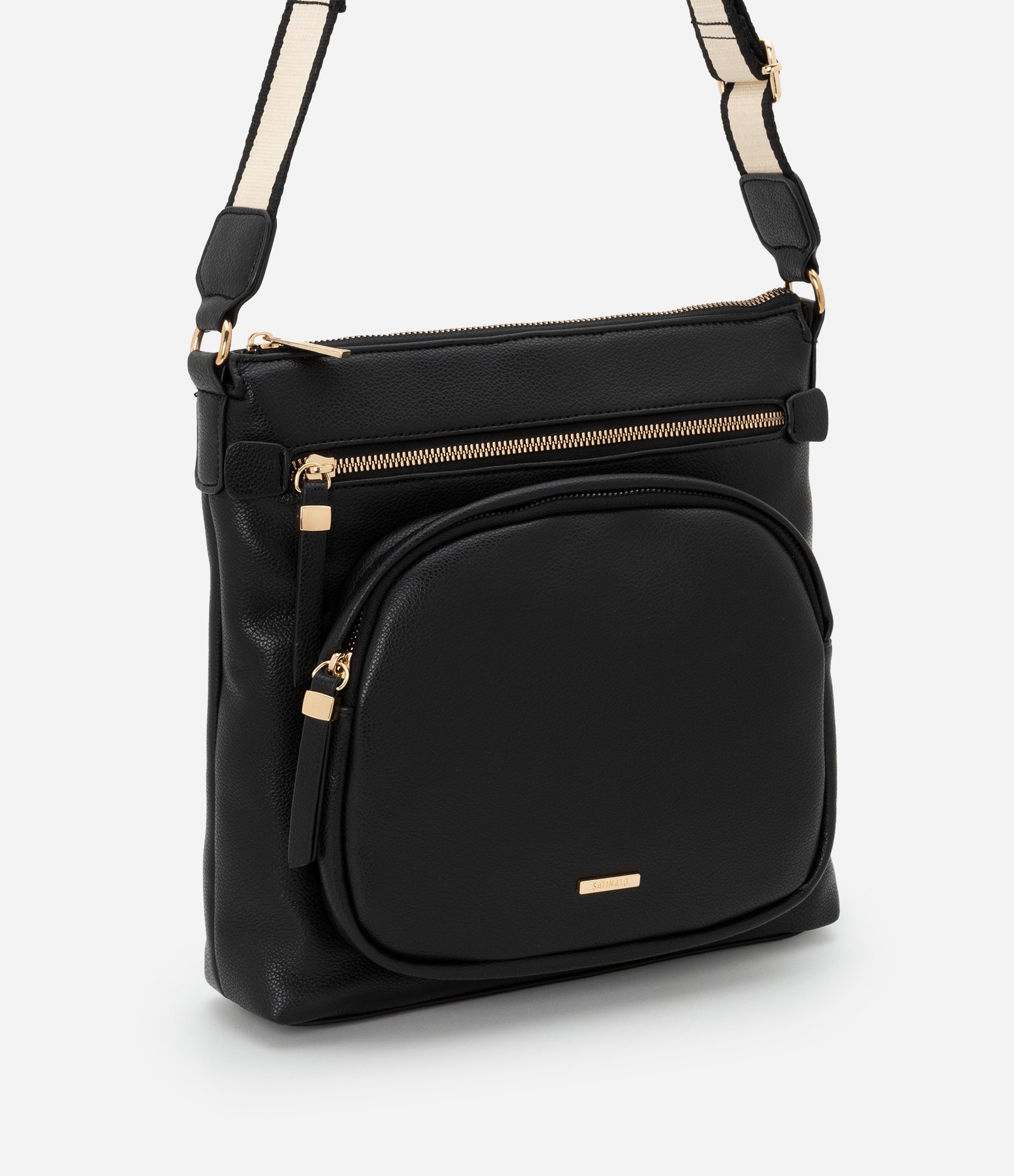 Bolsa Postman Média com Bolso Frontal e Alça em Gorgorão Preto 2