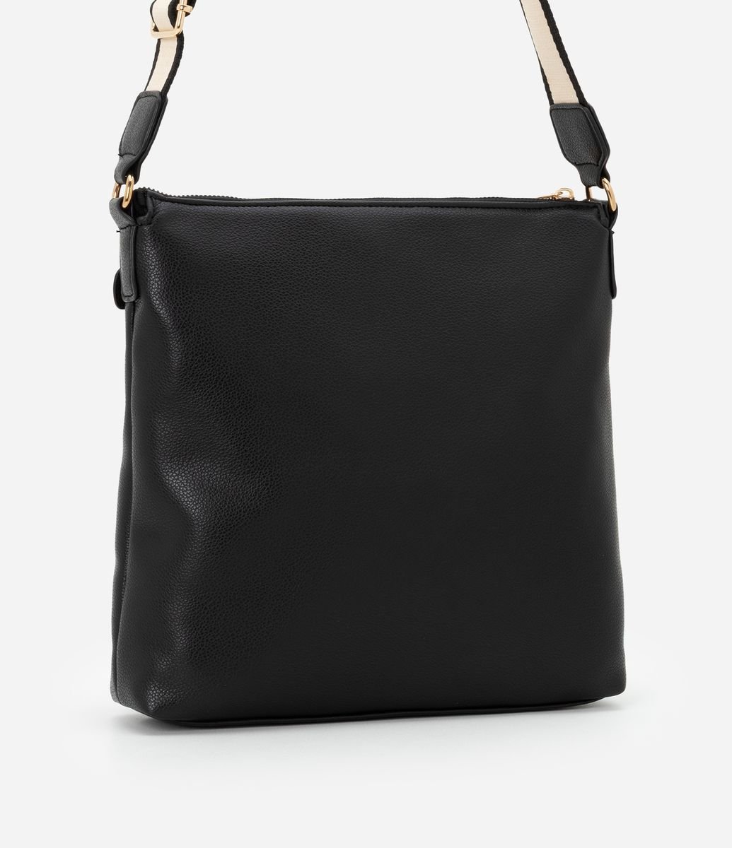 Bolsa Postman Média com Bolso Frontal e Alça em Gorgorão Preto