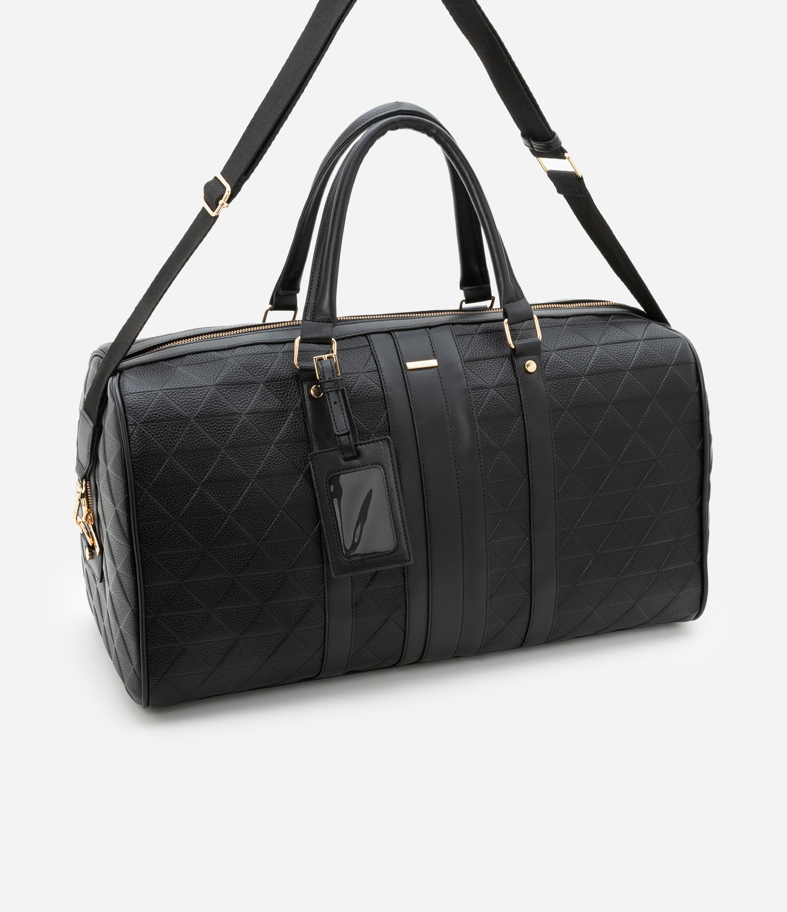 Bolsa Mala Grande com Textura Embossed e Alça de Gorgorão Preto 1