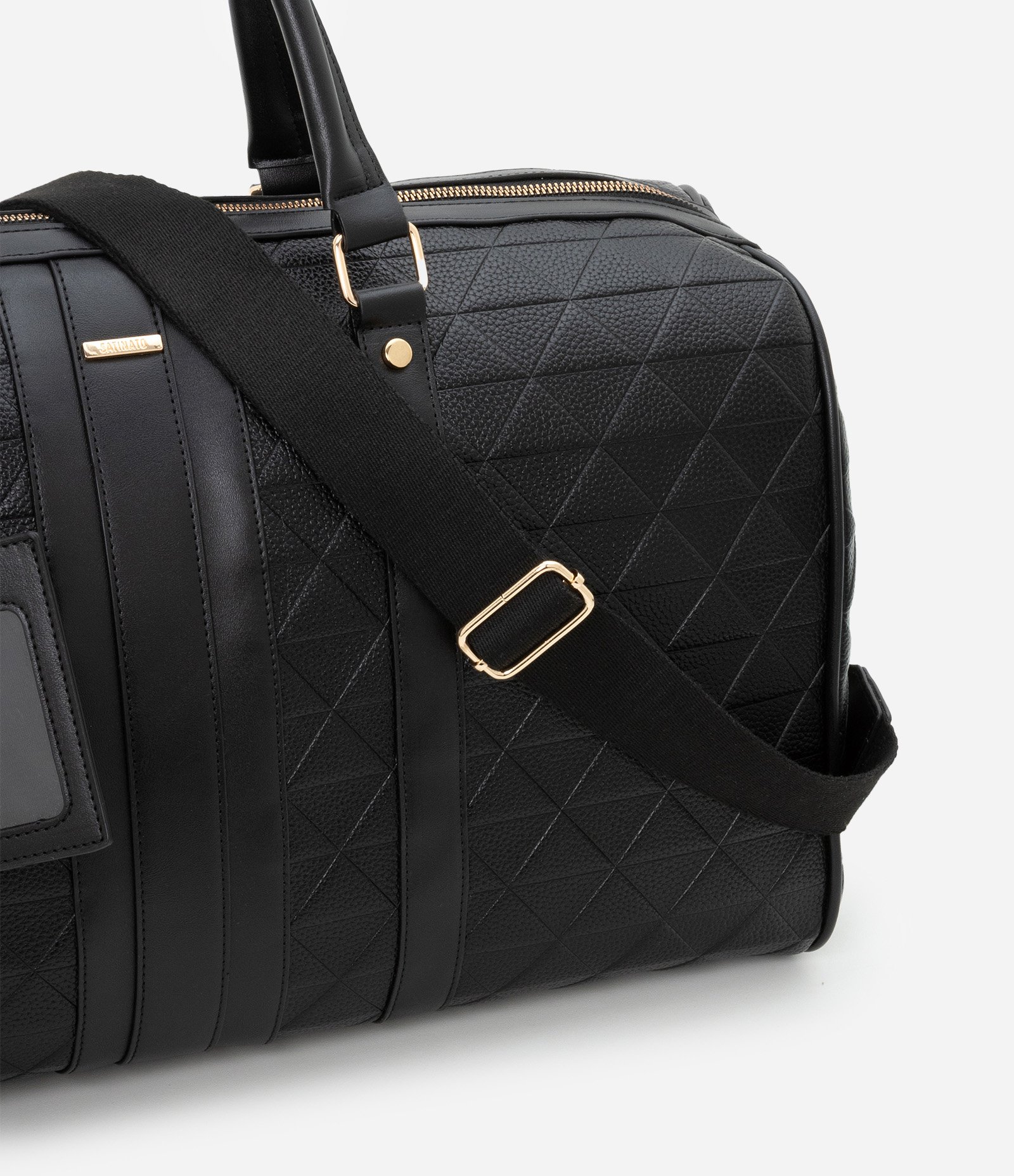 Bolsa Mala Grande com Textura Embossed e Alça de Gorgorão Preto 4