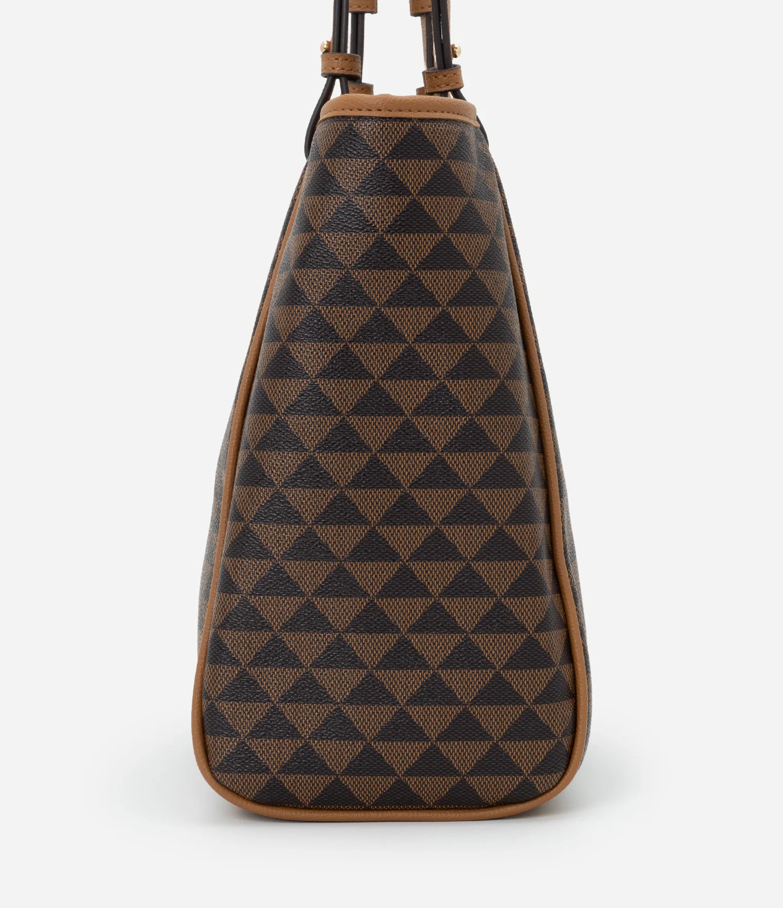 Bolsa Shopper Grande com Estampa de Triangulo Marrom 2