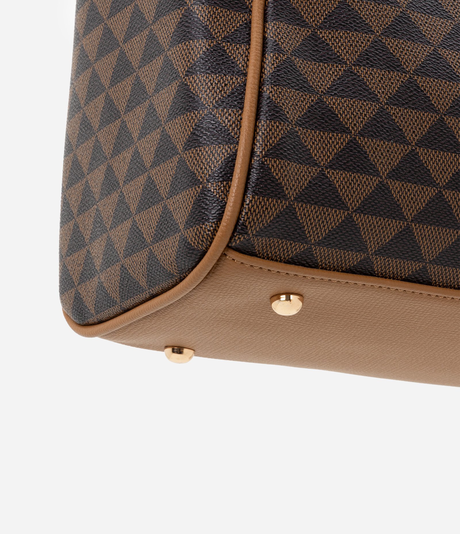 Bolsa Shopper Grande com Estampa de Triangulo Marrom 4