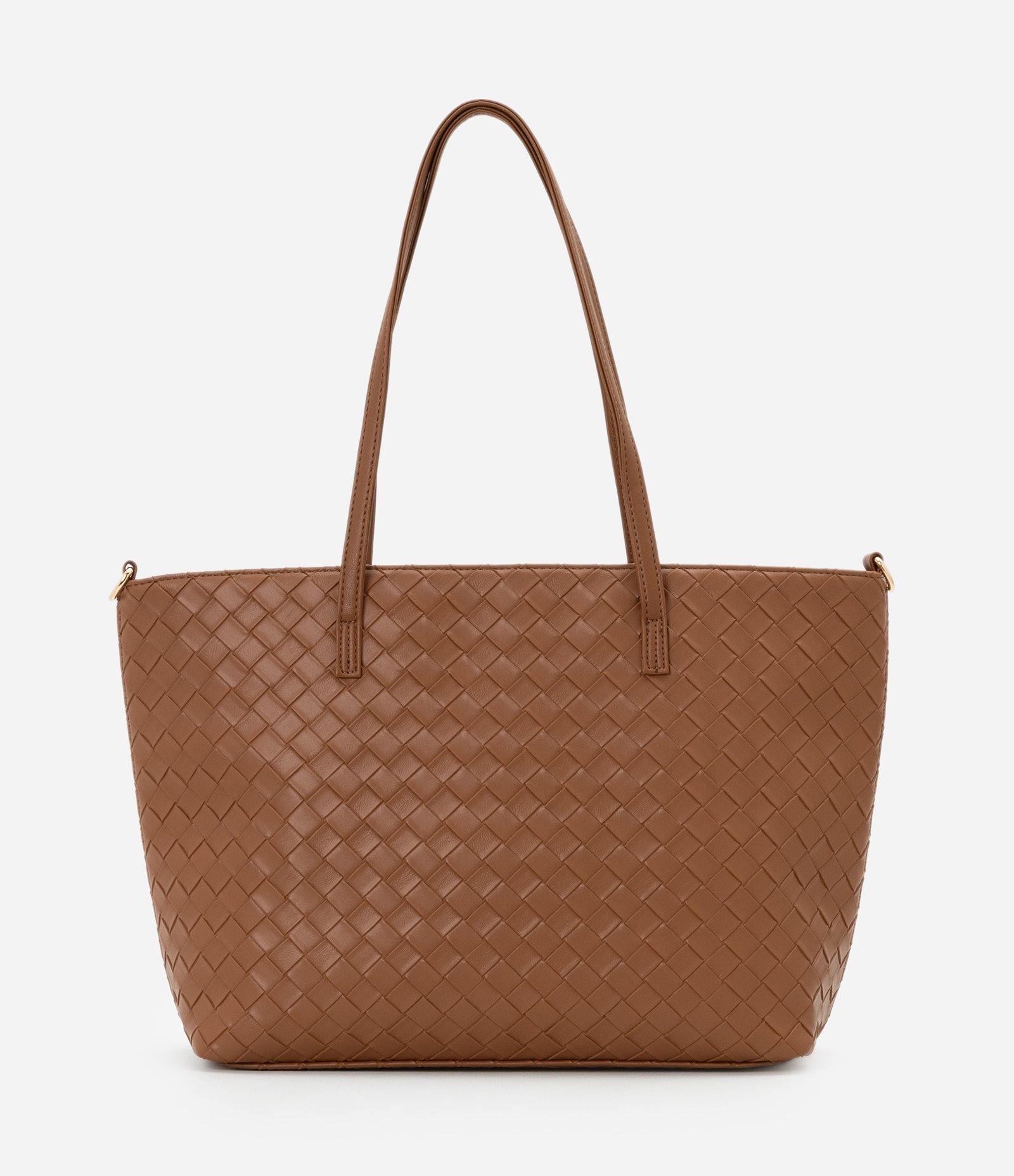 Bolsa Shopper Grande com Efeito Tressê Marrom 4