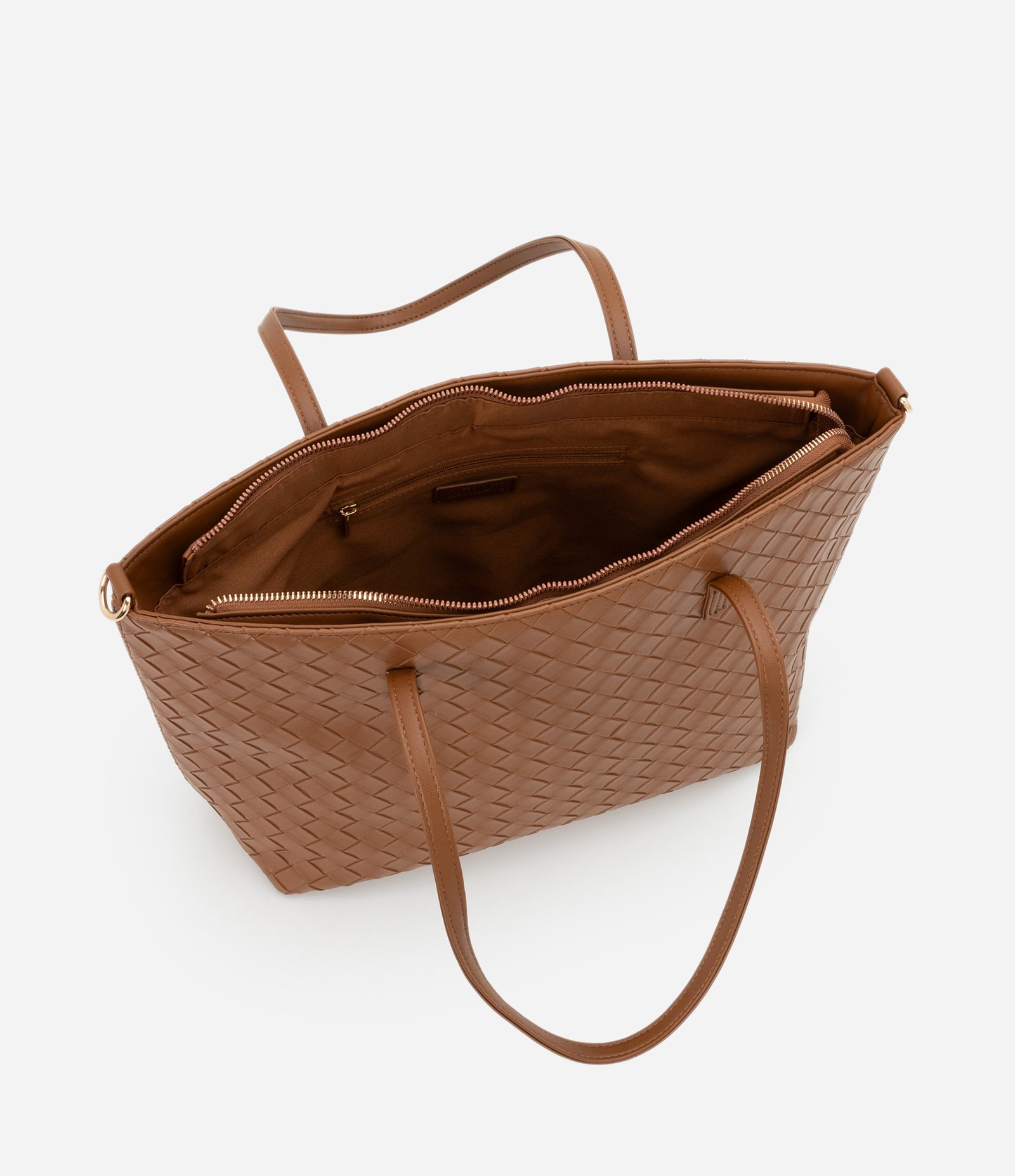 Bolsa Shopper Grande com Efeito Tressê Marrom 6