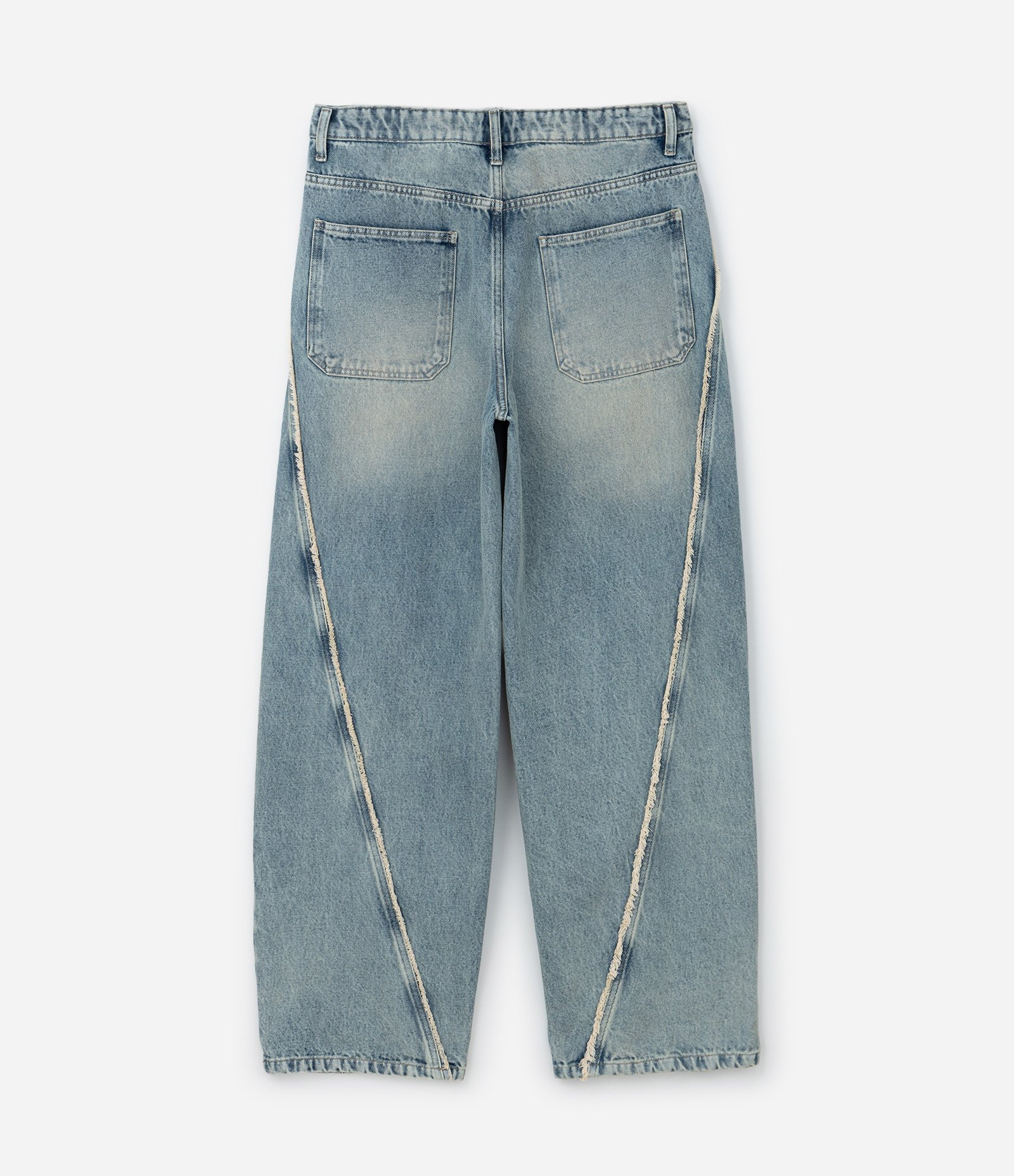 Calça Super Baggy em Jeans com Detalhes Desfiados Azul 6