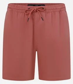 Bermuda Regular em Sarja com Elástico no Cós e Cordão