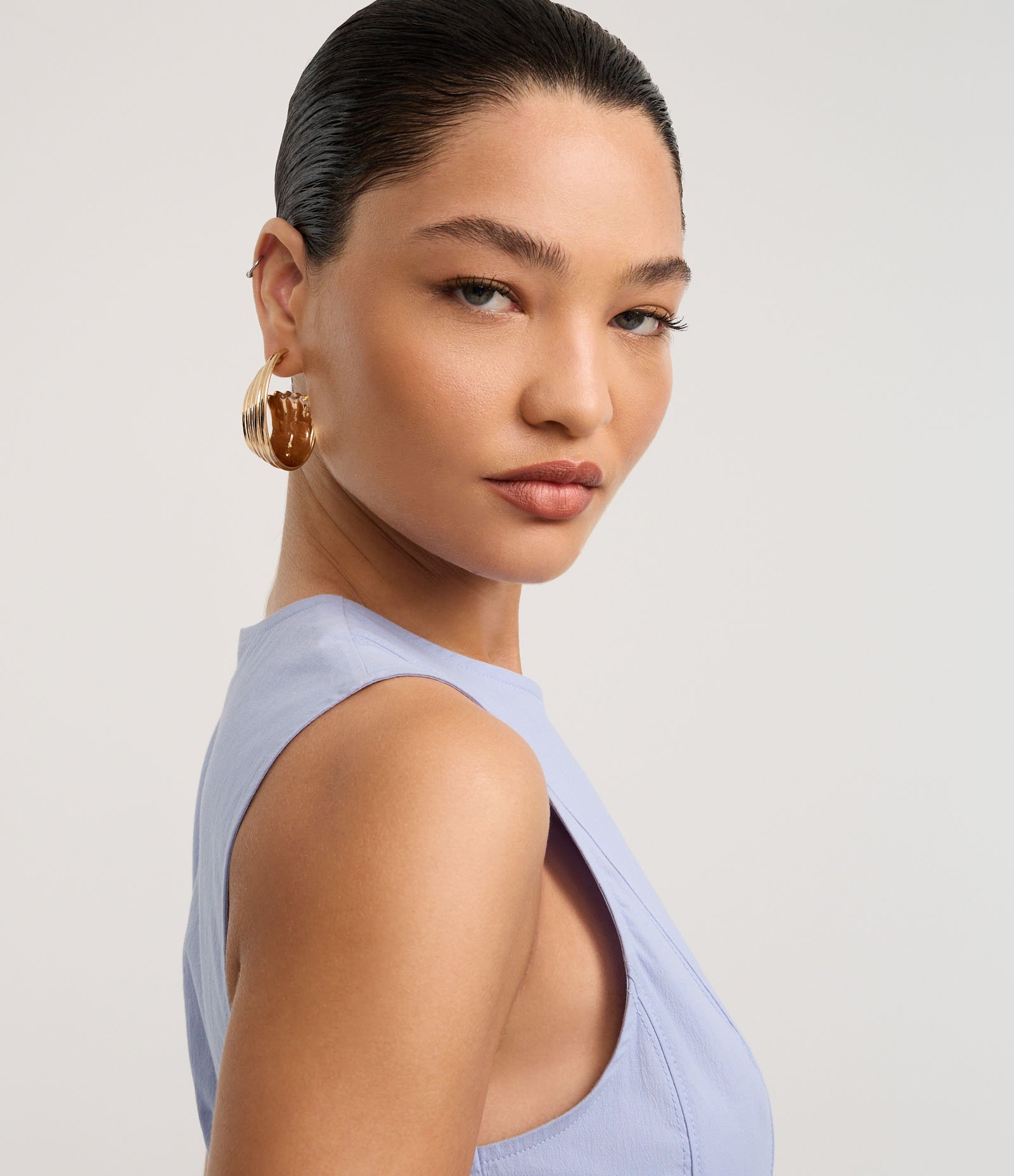 Vestido Evasê Midi em Bengaline com Alça Larga Azul 3