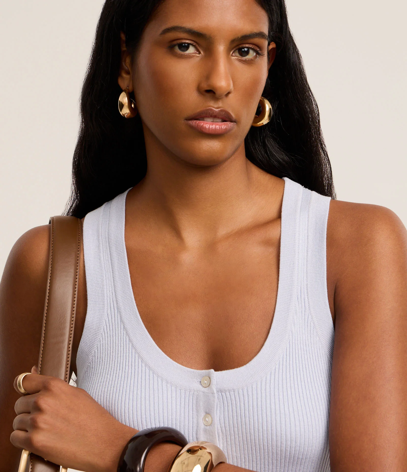 Blusa Básica Canelada em Tricô com Decote U Azul 4