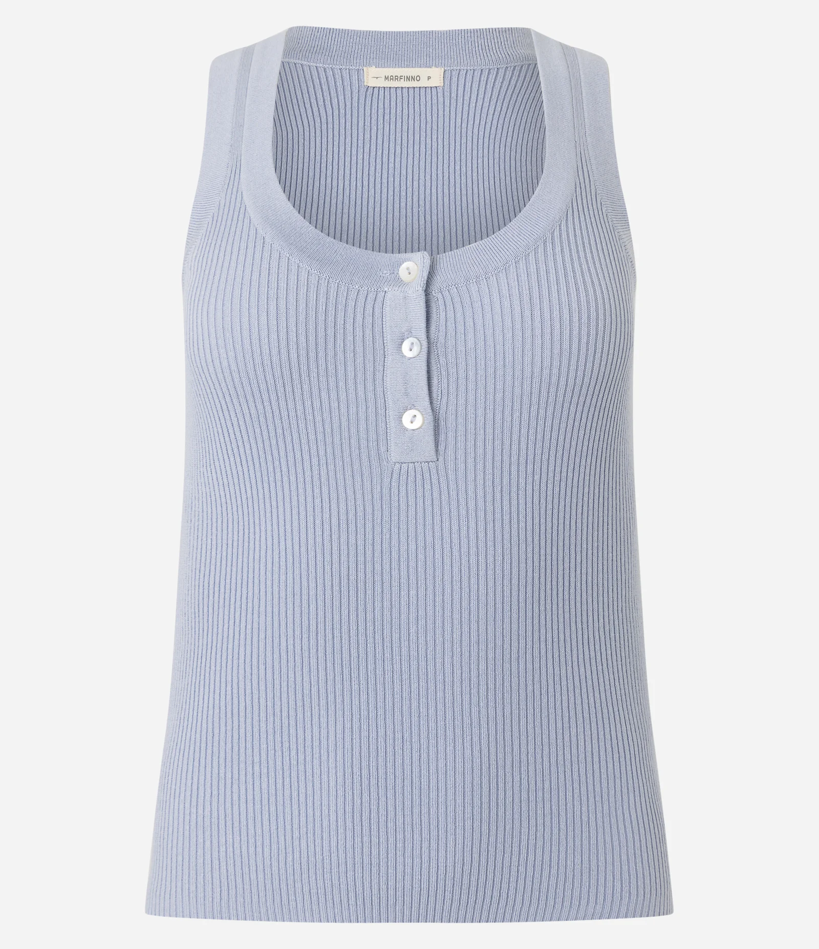 Blusa Básica Canelada em Tricô com Decote U Azul 5