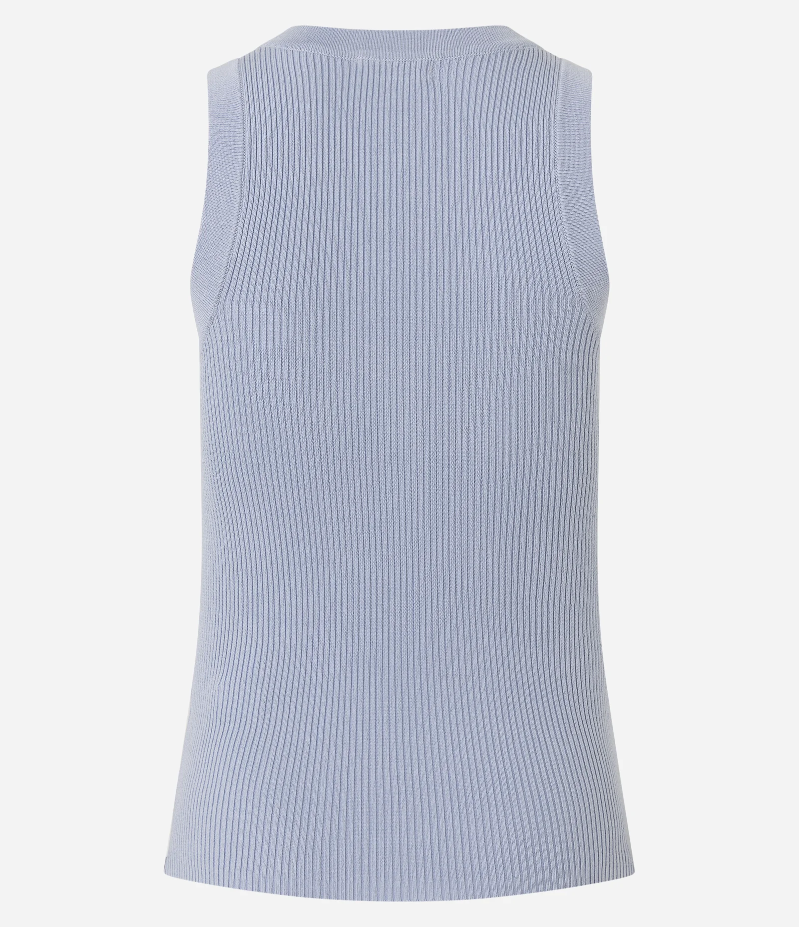 Blusa Básica Canelada em Tricô com Decote U Azul 7