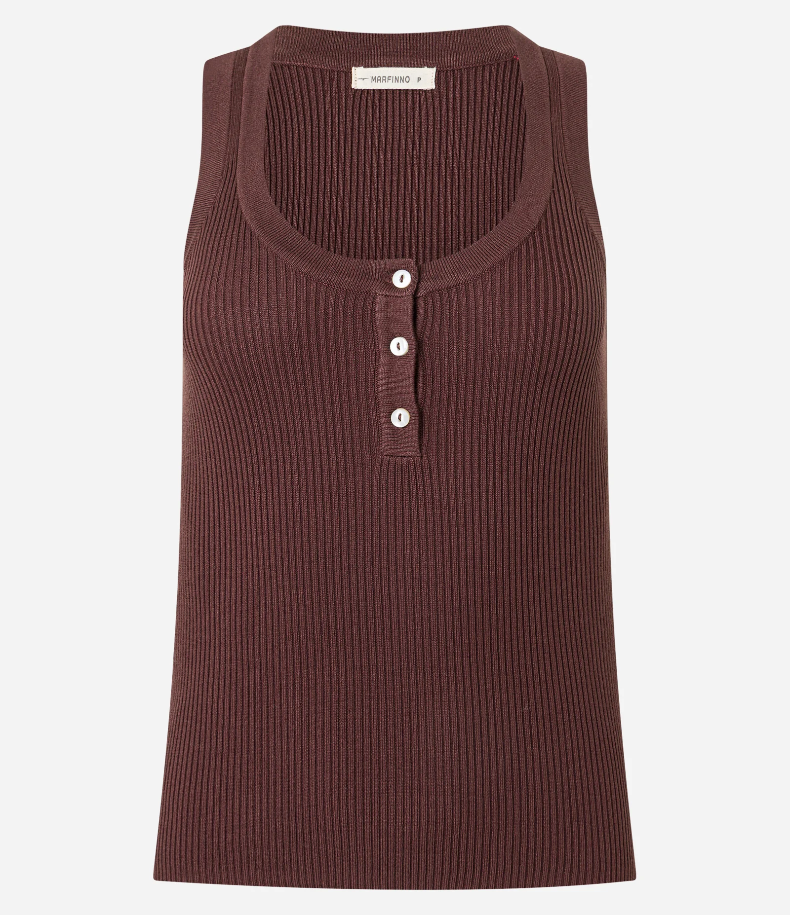 Blusa Básica Canelada em Tricô com Decote U Marrom 5