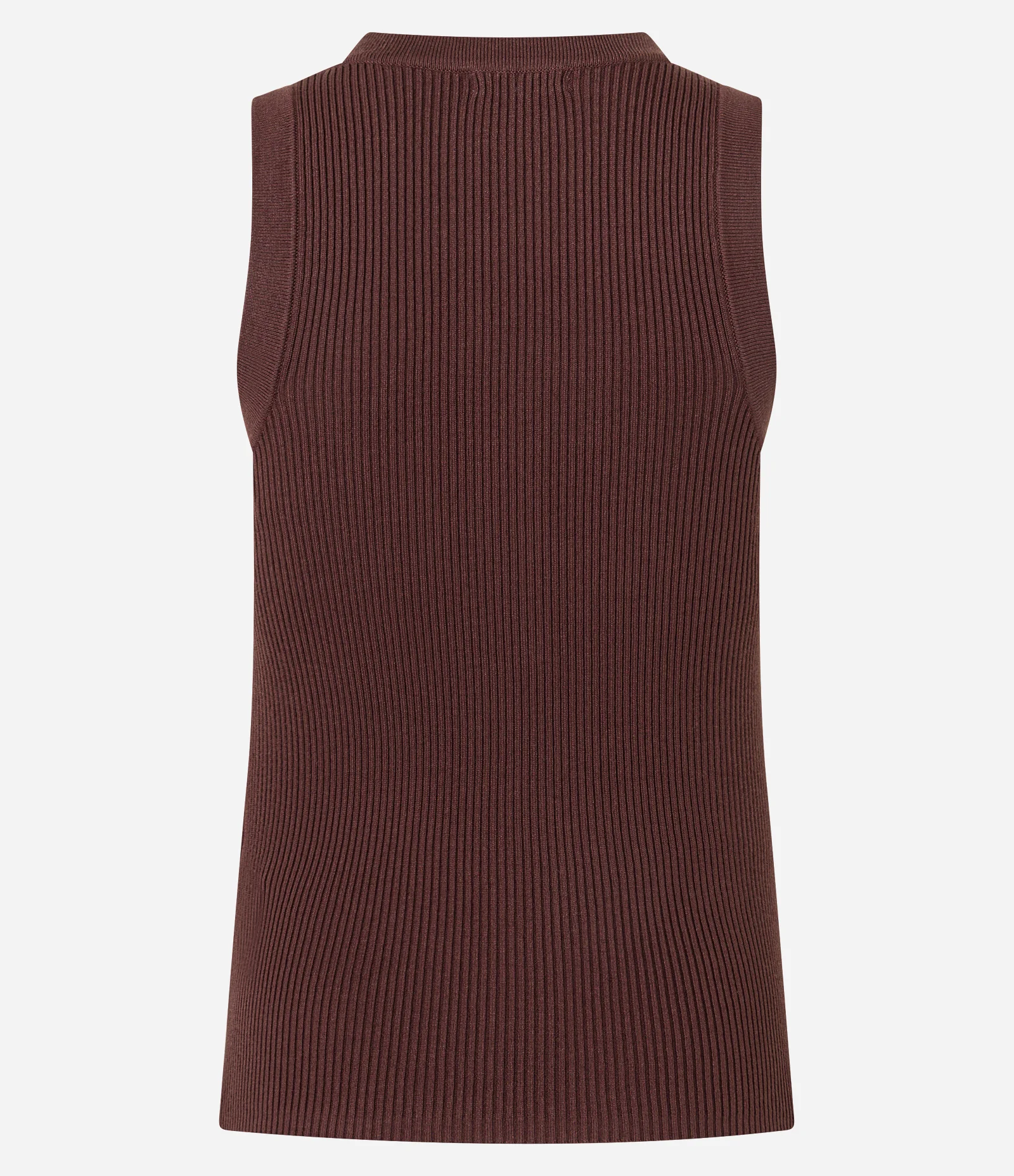 Blusa Básica Canelada em Tricô com Decote U Marrom 7