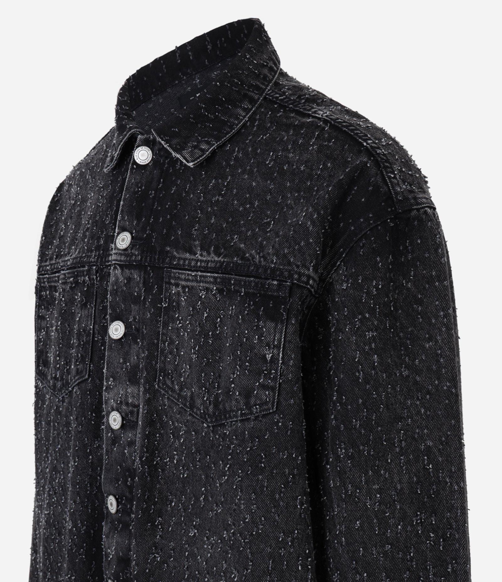 Jaqueta Boxy em Jeans com Bolsos e Puídos Preto 7