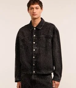 Jaqueta Boxy em Jeans com Bolsos e Puídos