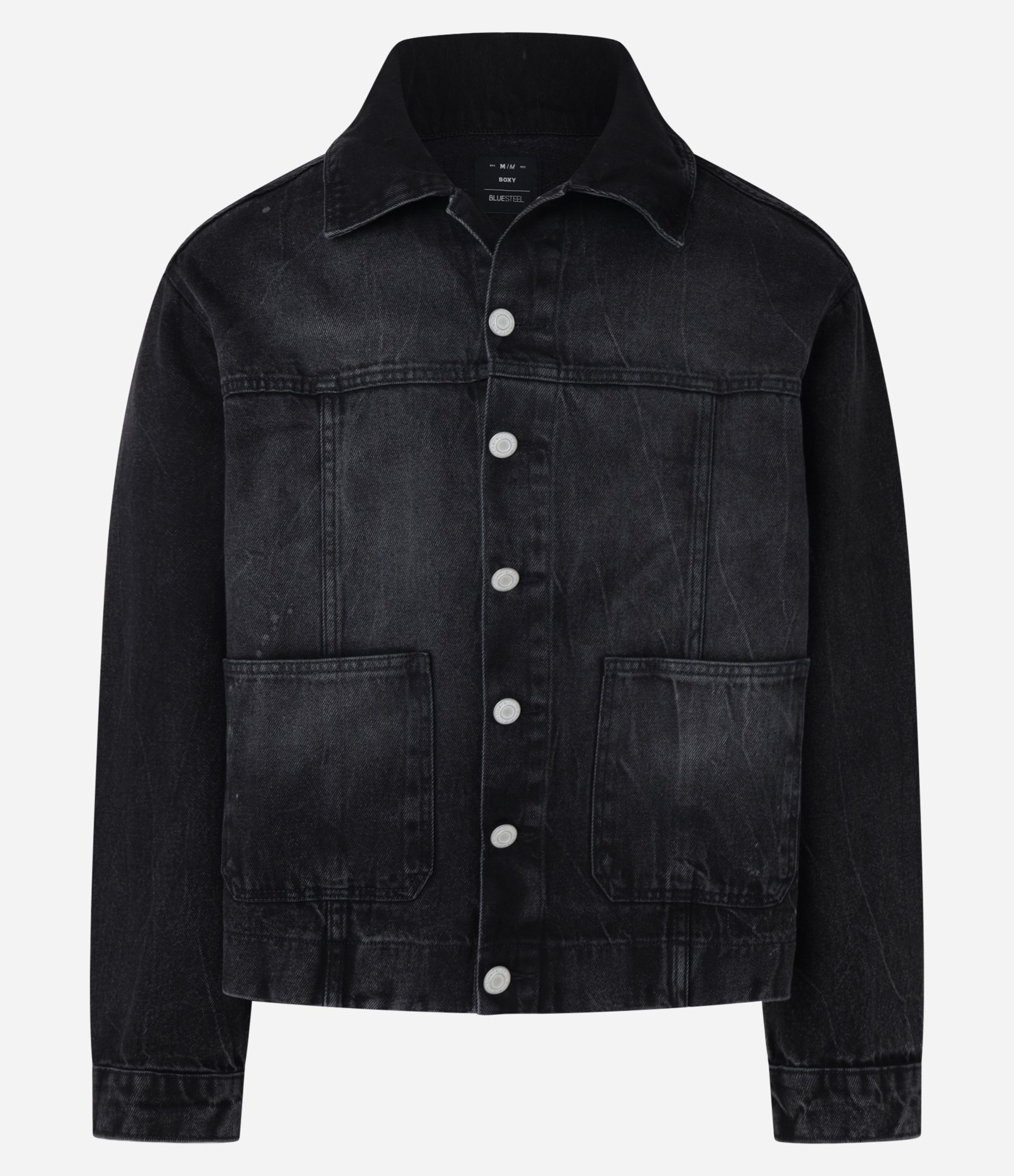 Jaqueta Boxy em Jeans Estonada Preto 7