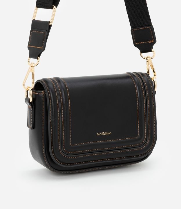 Bolsa Transversal Infantil com Pesponto Contrastante - Tam Único