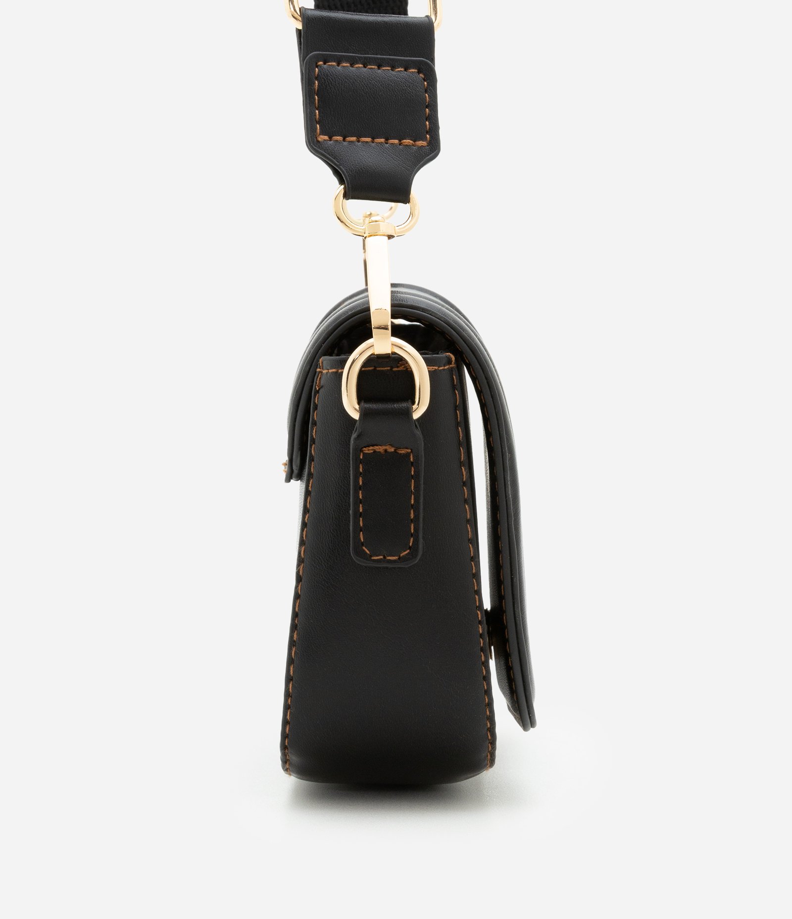 Bolsa Transversal Infantil com Pesponto Contrastante - Tam Único Preto 2