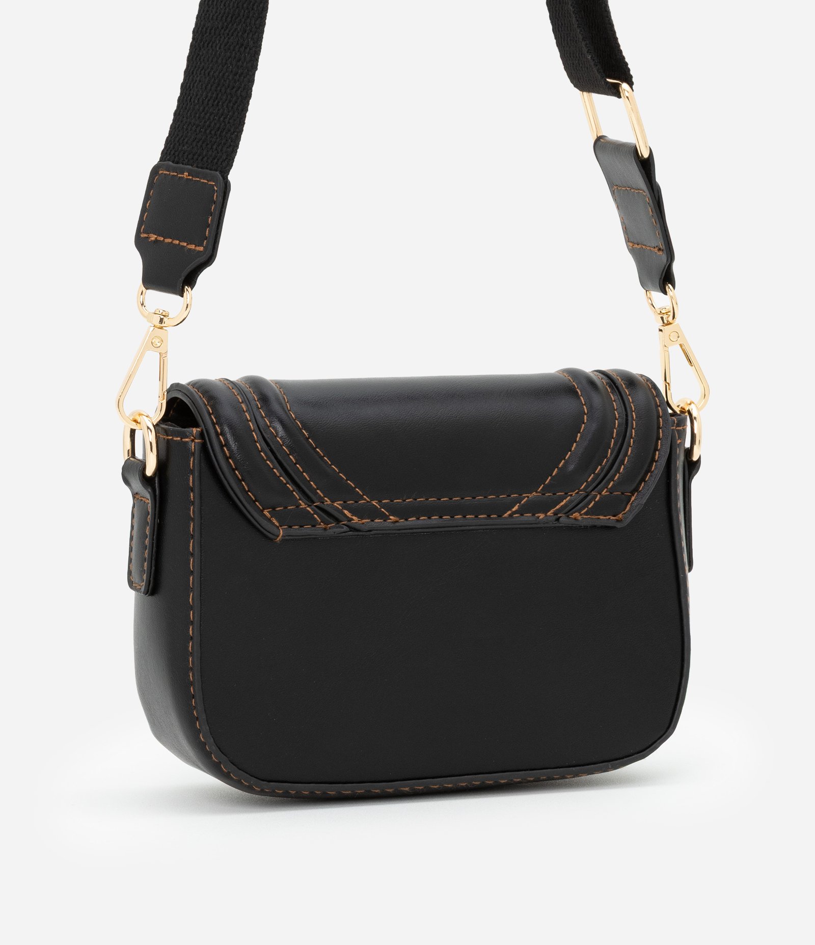 Bolsa Transversal Infantil com Pesponto Contrastante - Tam Único Preto 3