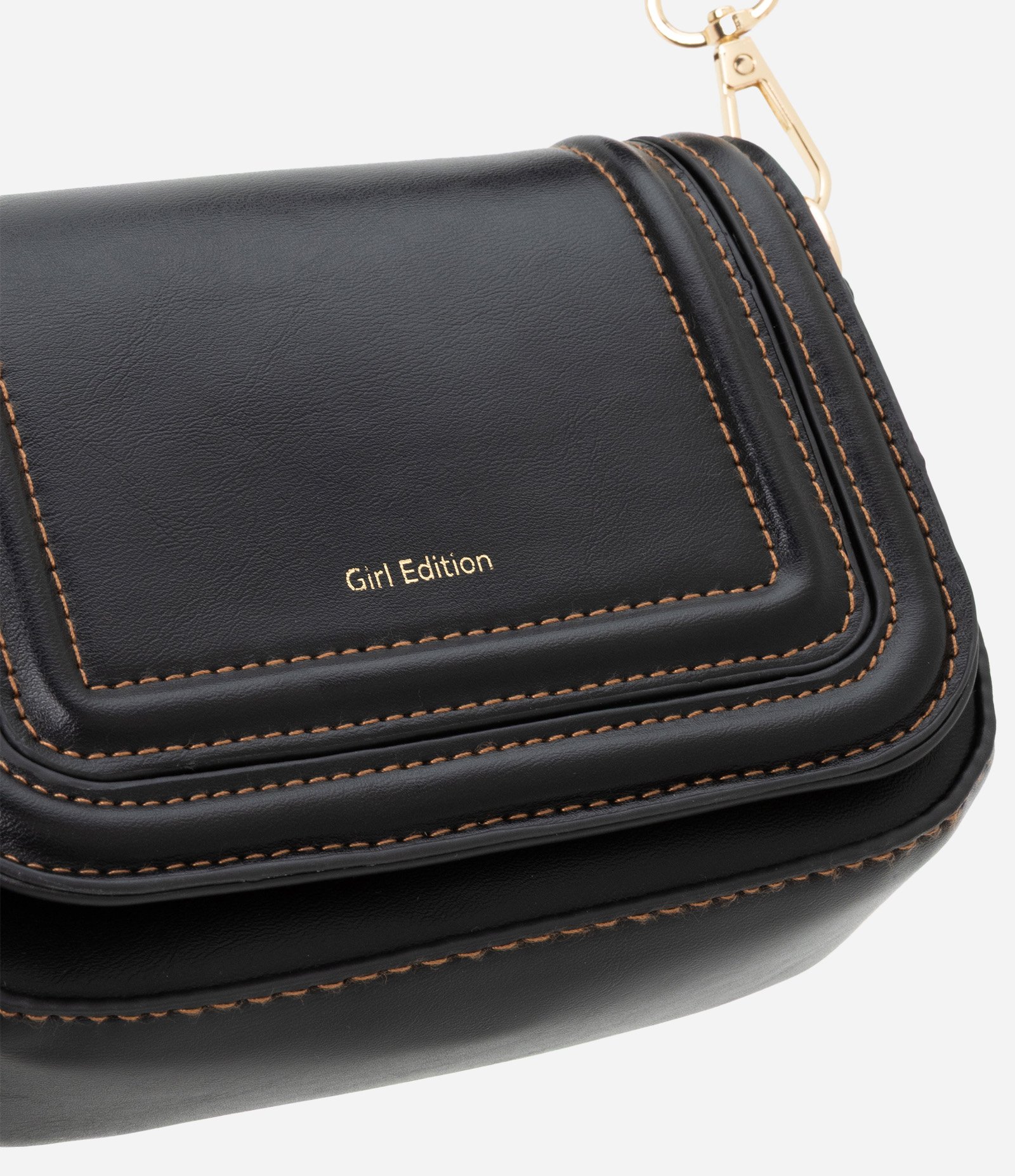 Bolsa Transversal Infantil com Pesponto Contrastante - Tam Único Preto 4