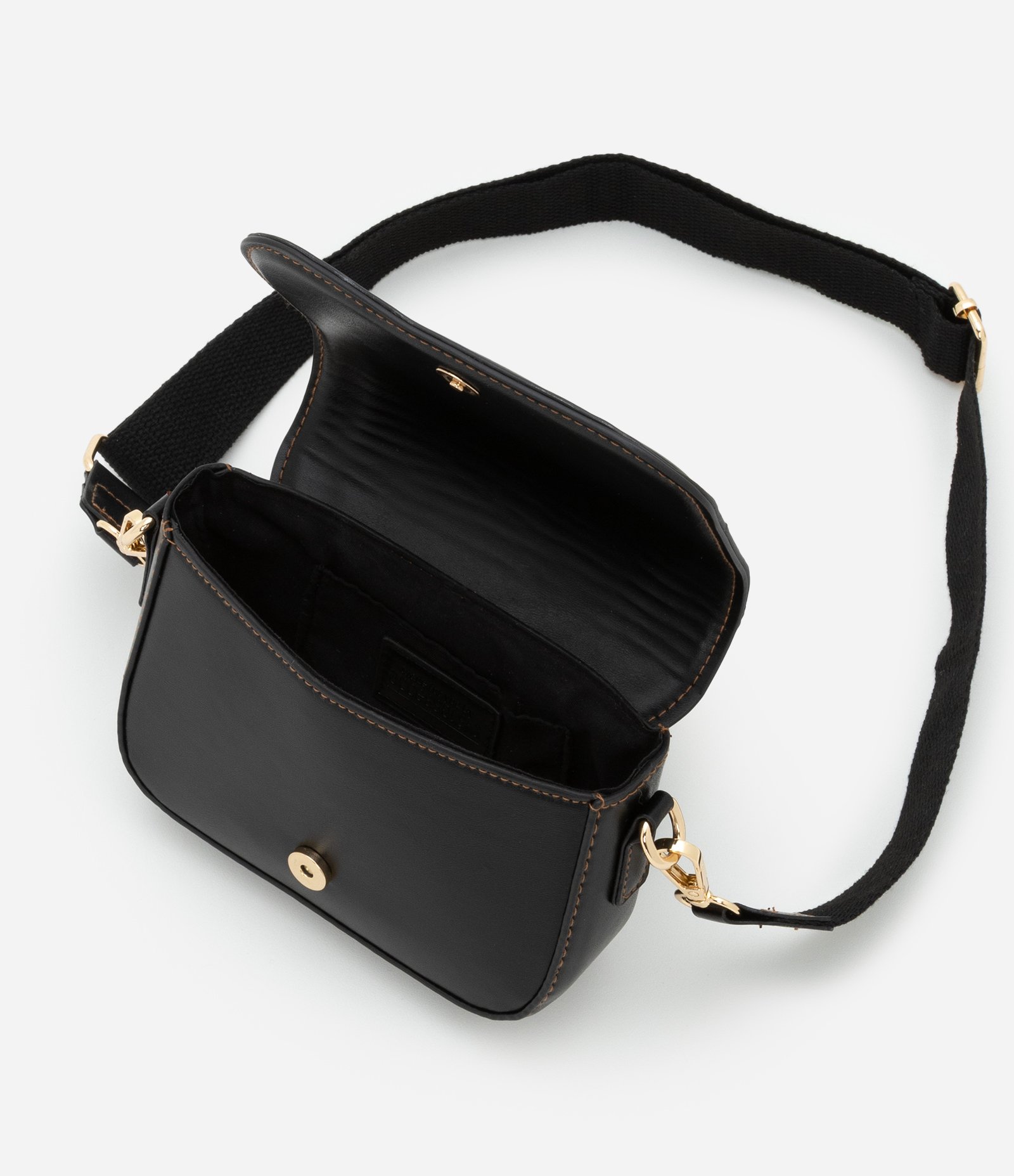 Bolsa Transversal Infantil com Pesponto Contrastante - Tam Único Preto 5